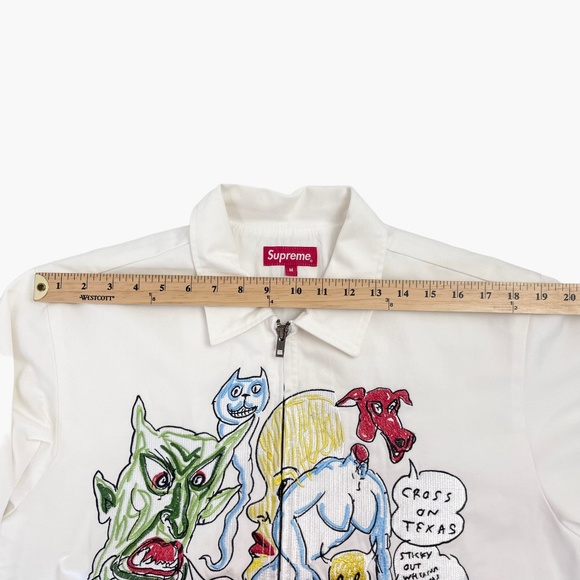 Supreme x Daniel Johnston Men's Embroidered Art Work White Jacket - Picture 8 of 11